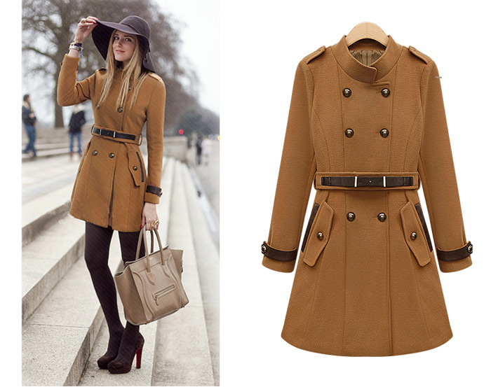 2012 Korean winter hot-selling explosion collar double breasted wool coat waist skirt coat