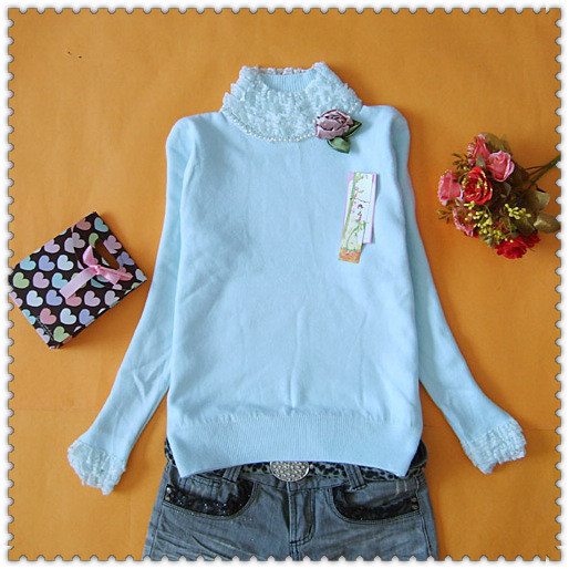 2012 lace decoration rose basic shirt sweater (WC008)
