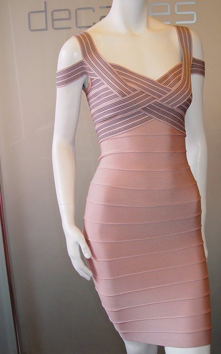 2012 ladies' HL sexy v-neck spaghetti strap party dress strapless jacquard stripes women's skirtes  fashion sheath pink dress