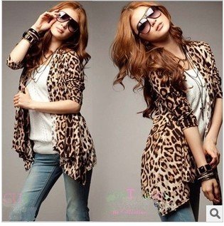 2012 ladies leopard cardigan fashion cotton cardigan Hot Sell