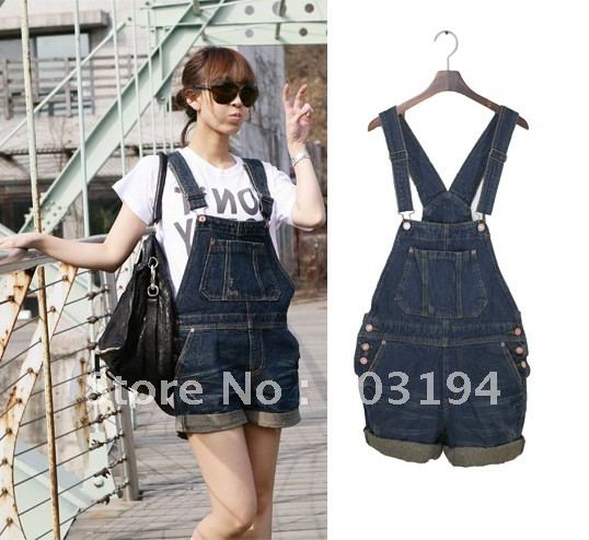 2012 ladies Summer denim suspenders shorts mm plus size one piece shorts denim bib pants female jumpsuit overalls