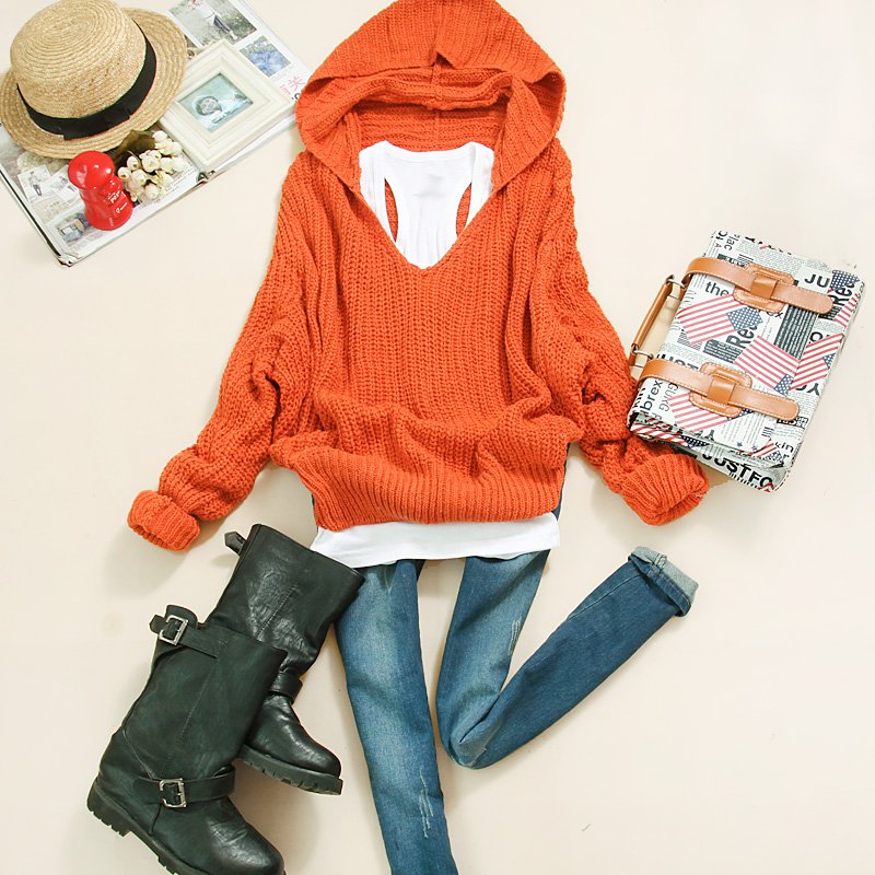 2012 Latest Fashion Women Sweater - Women's Sweet candy Pullover Long Sleeve Knitted cap Sweater - Special Offer - Free Shipping