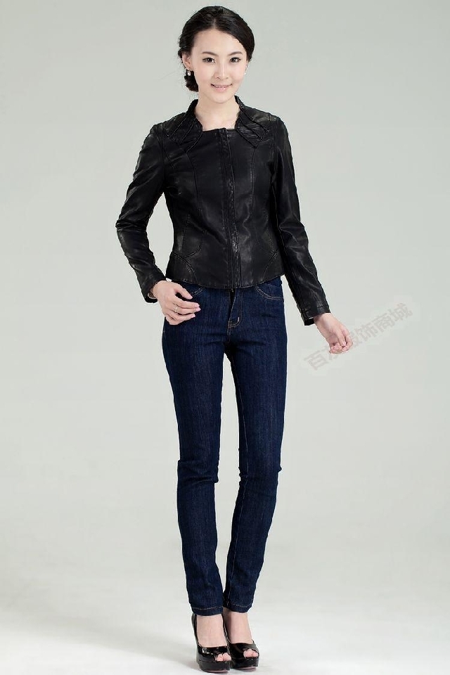 2012 leather clothing short design women's water washed leather clothing female plus size