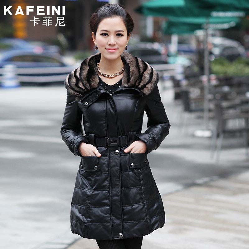 2012 leather clothing women's genuine leather down rex rabbit hair PY-0082