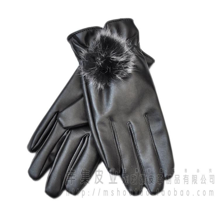 2012 leather gloves fashion women genuine leather gloves thermal thickening