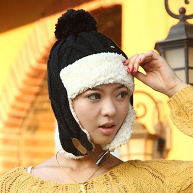 2012 lei feng cap lined knitted hat berber fleece women's winter thermal knitted hat