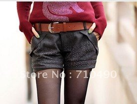 2012 little hot drill woollen shorts boots pants big yards pure color female trousers