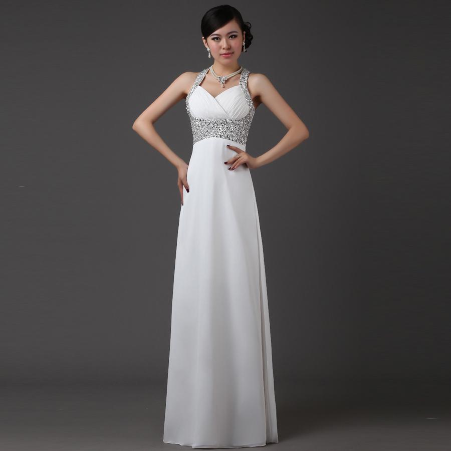 2012 long design chiffon bride white evening dress welcome banquet