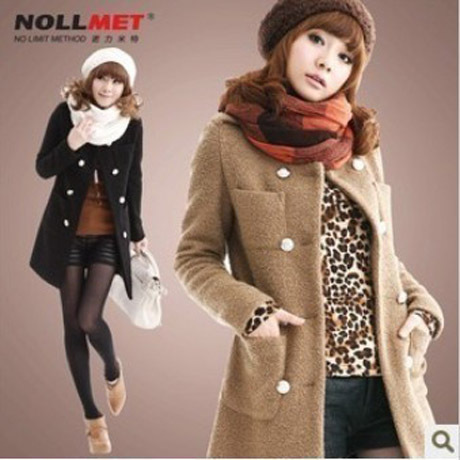 2012 long-sleeve slim double breasted wool woolen casual overcoat trench outerwear