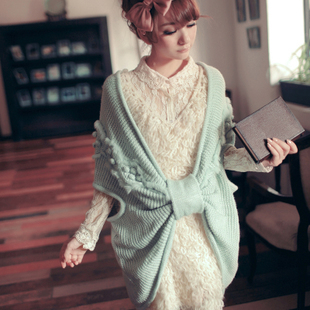 2012 loose gowns, batwing sleeve sweater cape thick knitted clothing cloak outerwear