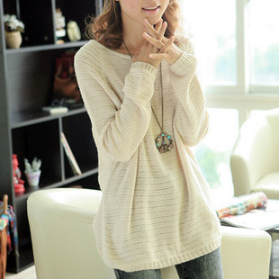 2012 loose plus size batwing shirt cutout sweater long-sleeve basic shirt women's