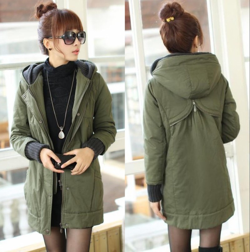 2012 loose women's medium-long wadded jacket cotton-padded jacket cotton-padded jacket clothes outerwear hooded army overcoat