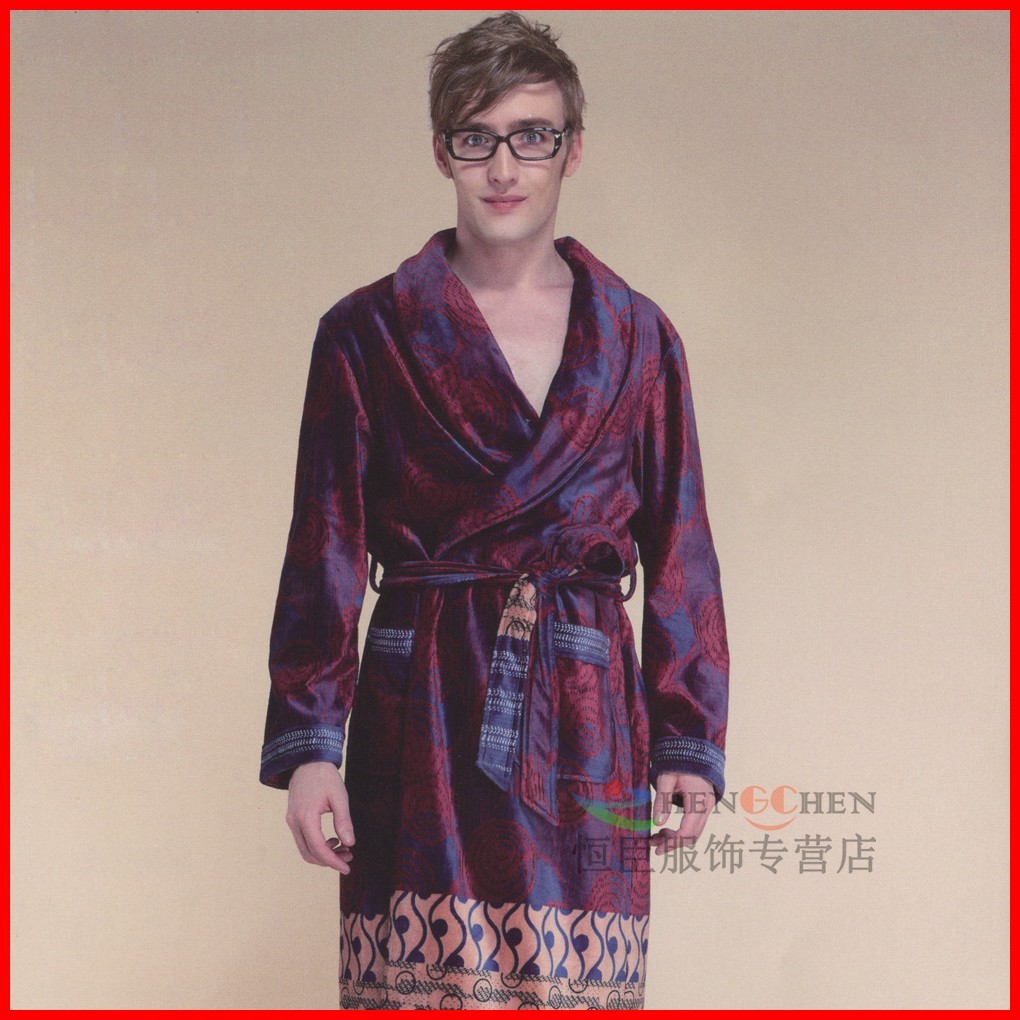 2012 lounge male long-sleeve coral fleece sleepwear robe 23636