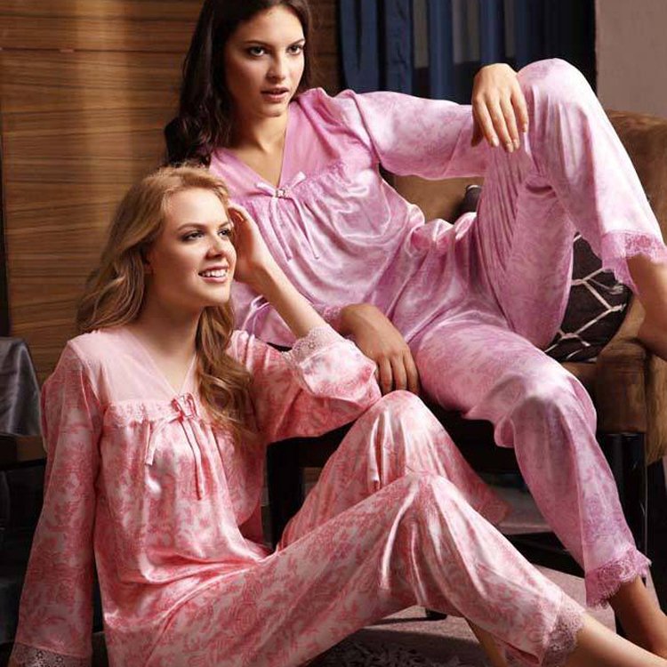 2012 lounge summer long-sleeve faux silk noble fashion women's sleep set s775