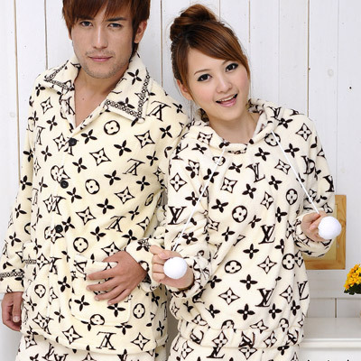 2012 lovers autumn and winter sleepwear quality double faced thickening coral fleece with a hood sets