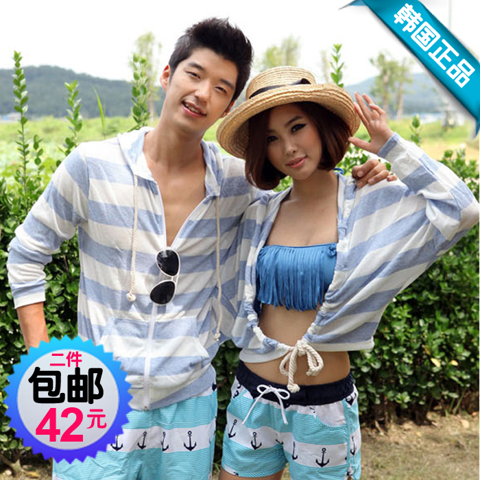 2012 lovers long-sleeve transparent stripe big bat-style sunscreen sun protection clothing shirt air conditioning shirt