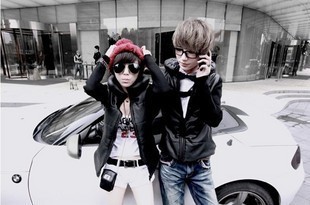 2012 lovers pillow patchwork leather fashion slim lovers outerwear leather clothing outerwear