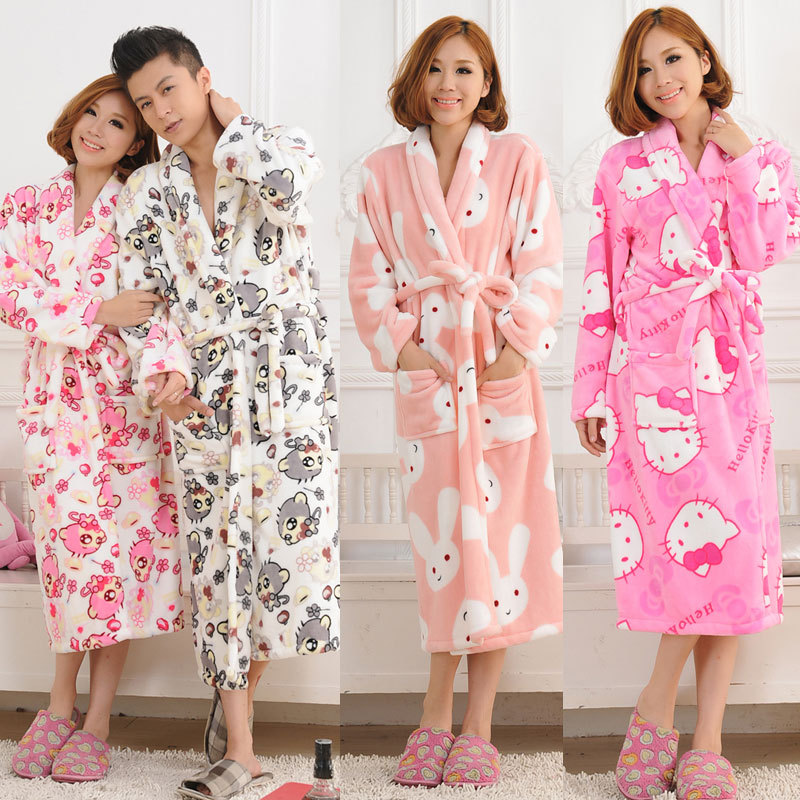 2012 lovers thickening coral fleece robe male bathrobe women's towel sleepwear long-sleeve