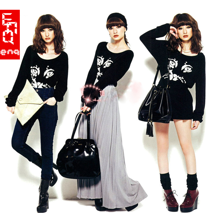 2012 magazine popular cat pullover all-match sweater basic shirt female