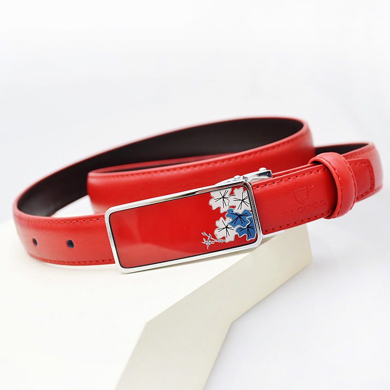 2012 Magic cube cowhide belt female all-match glossy flower graphic patterns strap genuine leather w6246