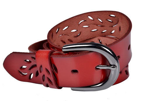 2012 Magic cube fashion all-match cutout genuine leather strap red belt w4908