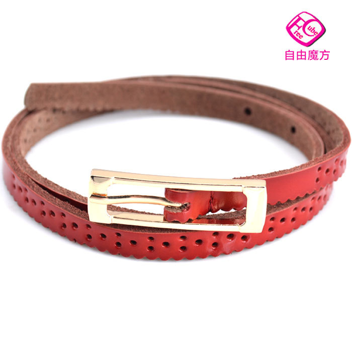 2012 Magic cube thin belt all-match strap genuine leather waist decoration belt w5667