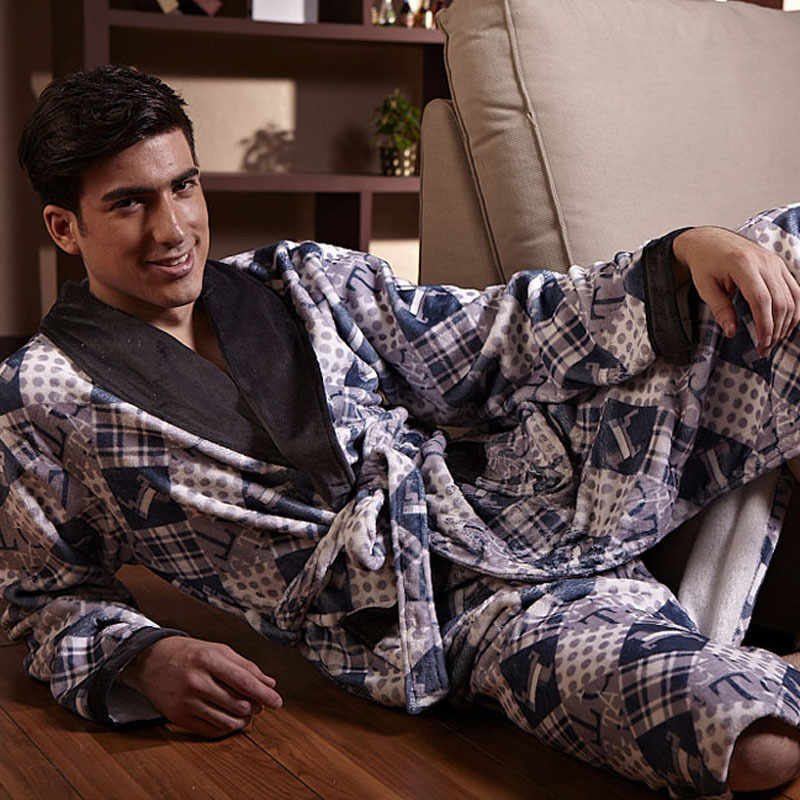 2012 male coral fleece sleepwear robe lounge 9365