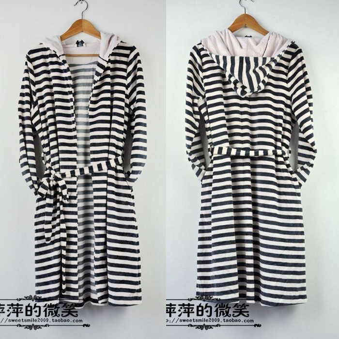 2012 male Women derlook series velvet with a hood bathrobe robe - lovers design sleepwear 6S