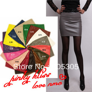 2012 massu soft sheepskin multicolour half-skirt basic leather short faux leather skirt