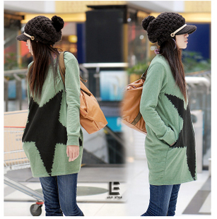 2012 maternity clothing autumn large five-pointed star pattern maternity top long design maternity long-sleeve T-shirt
