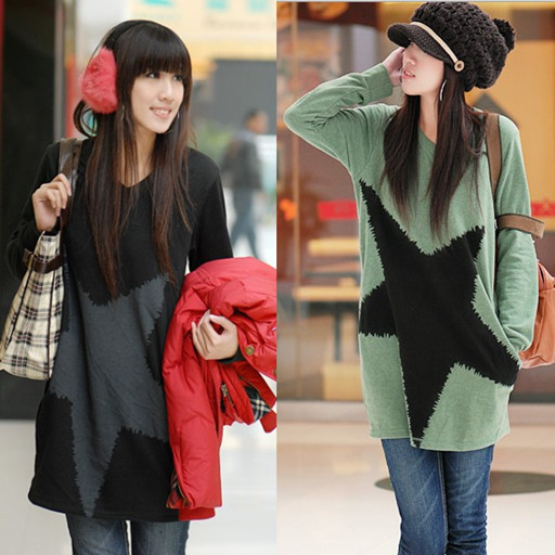 2012 maternity clothing autumn top maternity basic shirt five-pointed star loose maternity long-sleeve T-shirt female long