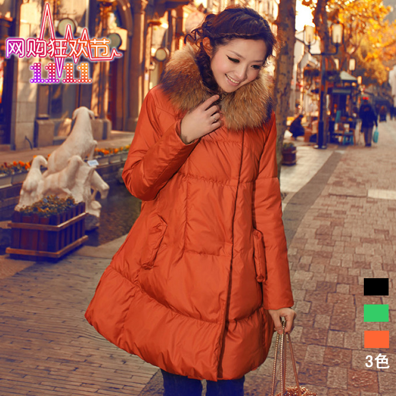 2012 maternity clothing down coat female Large plus size thickening medium-long wadded jacket cotton-padded jacket