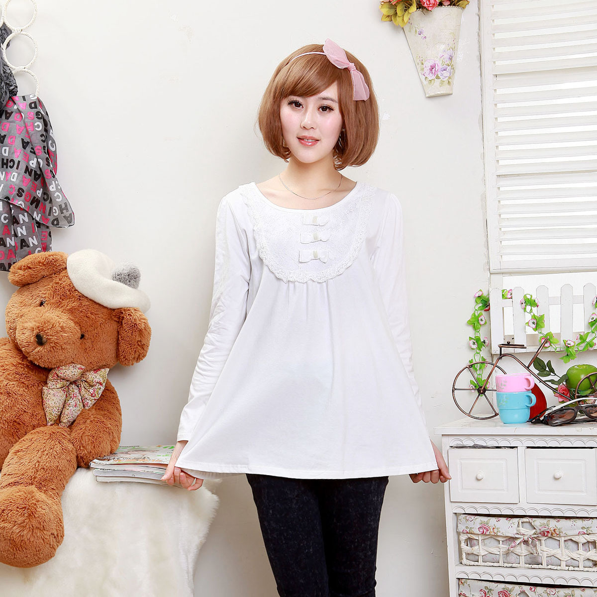 2012 maternity clothing maternity long-sleeve T-shirt basic shirt basic shirt antenatal postpartum