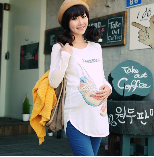 2012 maternity clothing spring and autumn o-neck long-sleeve maternity top maternity long-sleeve T-shirt new arrival