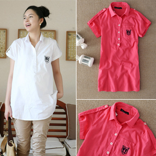 2012 maternity clothing summer short-sleeve embroidered logo maternity shirt maternity top maternity t
