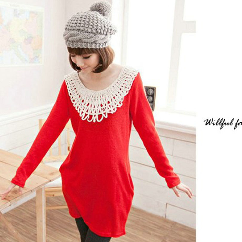 2012 maternity clothing top autumn and winter collar belt laciness maternity t-shirt