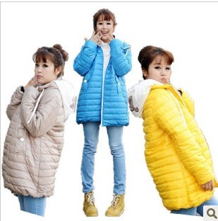 2012 maternity clothing winter bright color patent leather sheep velvet maternity wadded jacket maternity thermal loose