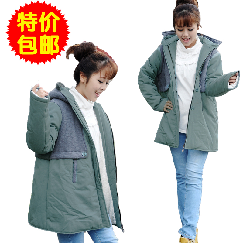 2012 maternity clothing winter thickening plus size down coat thermal overcoat cotton-padded jacket outerwear maternity wadded