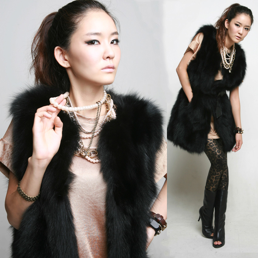 2012 medium-long fox fur outerwear top fox fur overcoat