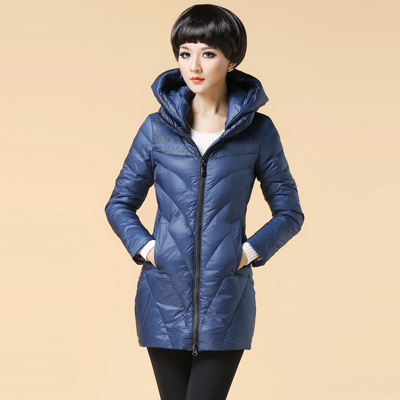 2012 medium-long hooded fashion slim women's down coat outerwear