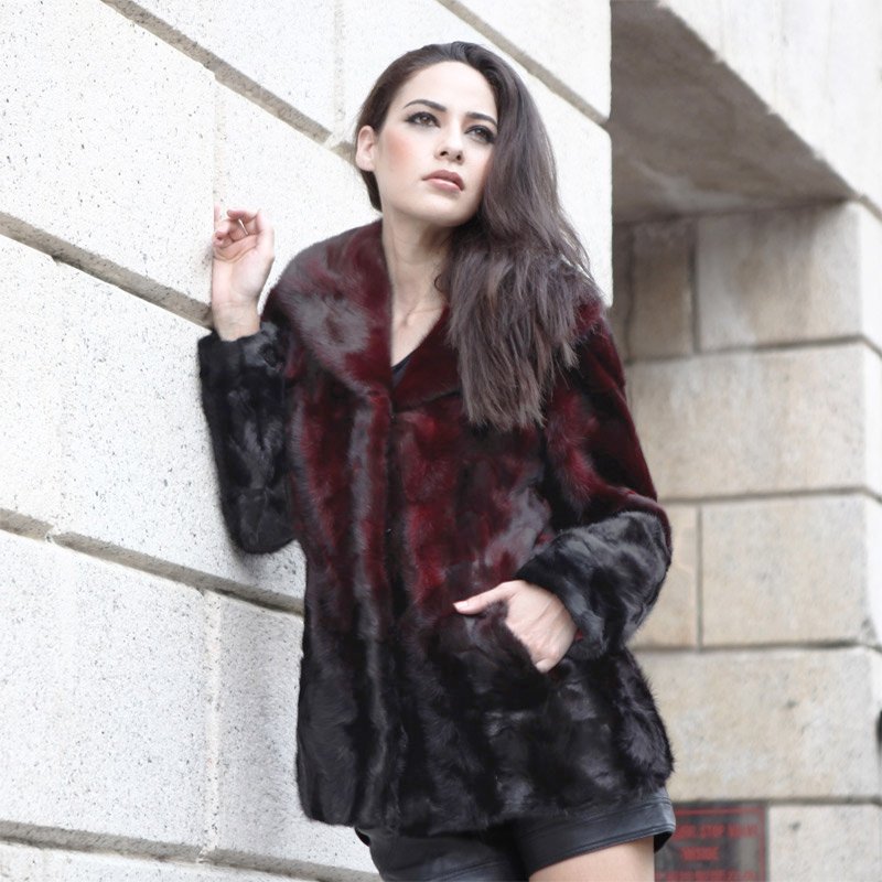 2012 medium-long mink fight mink marten overcoat fur coat d173