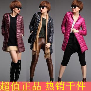 2012 medium-long with a hood women's thin UNIQLO down coat