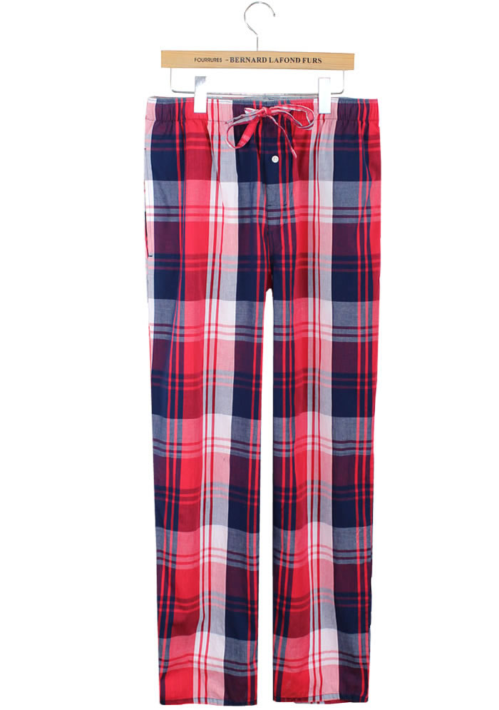 2012 men's clothing cotton elastic lacing plaid pants comfortable lounge pajama pants - g5 plus size available