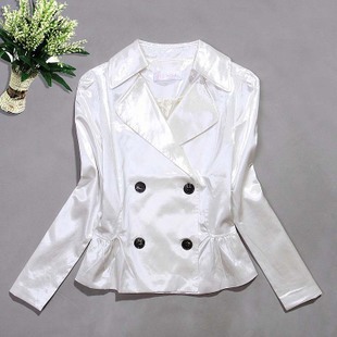 2012 mercerizing glossy solid color double breasted trench white f435b