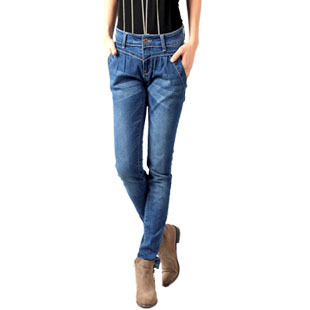 2012 mid waist harem pants single breasted jeans skinny pants pencil pants female plus size long trousers