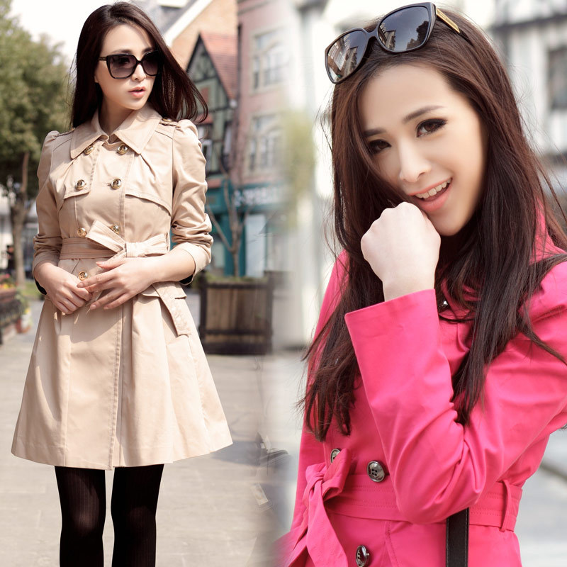 2012 military big bow slim waist trench