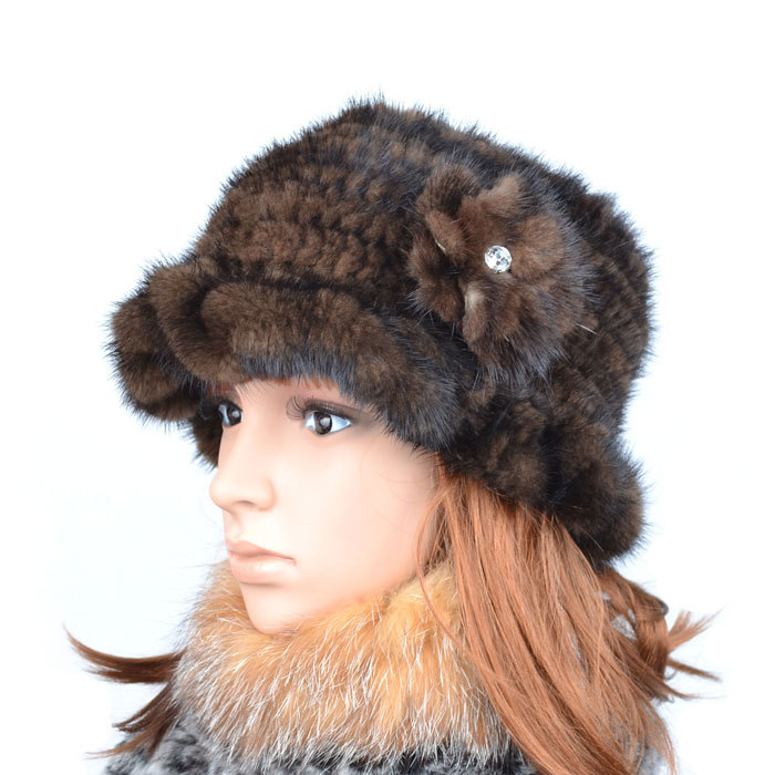 2012 mink knitted women's fur hat quinquagenarian winter bucket hats warm hat female
