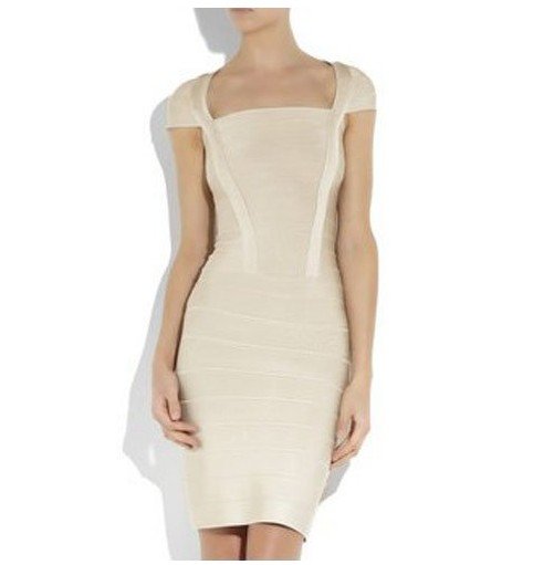 2012 Miranda Ivory Heart Bustier Cap Sleeve Bandage Dress H017 Ladies Evening Dress