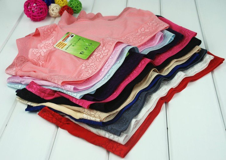 2012 modal BambooFiber women underwear many color mid waist lace edge briefs free shipping wholesale 10pcs/lot