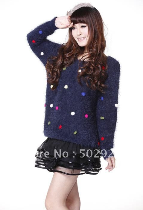 2012 multicolour sphere mohair knitted sweater  free shipping fashion woollen sweater